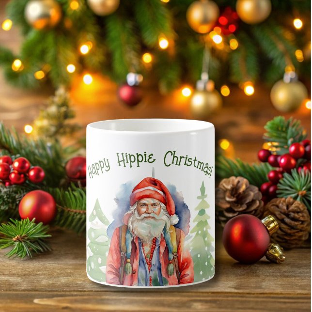 Caneca De Café Feliz Hippie Christmas Mug (Criador carregado)