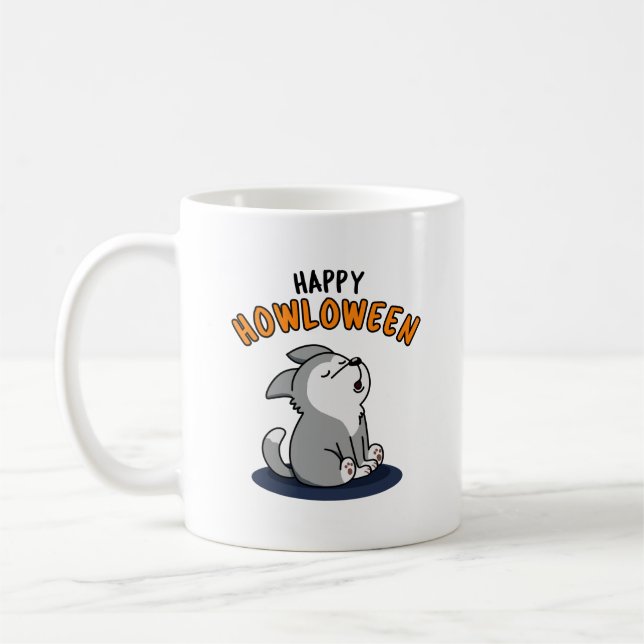 Caneca De Café Feliz Howloween Engraçado Cachorro (Esquerda)