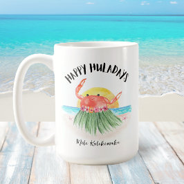 Caneca De Café Feliz Huladays Crab Tropical Beach Natal
