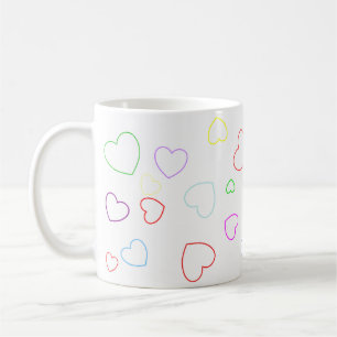 Caneca De Café Feliz Jogo E Corações Coloridos Mug