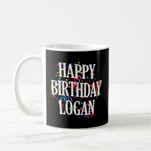 Caneca De Café Feliz Logan Nome Colorido Bday