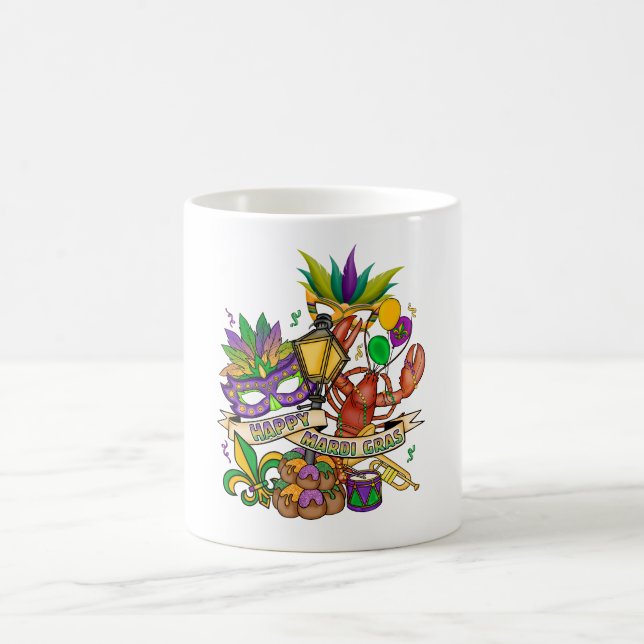 Caneca de Café Feliz Mardi Gras (Centro)