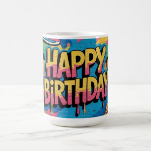 Caneca De Café Feliz Muro de Grafite de aniversário com tênis