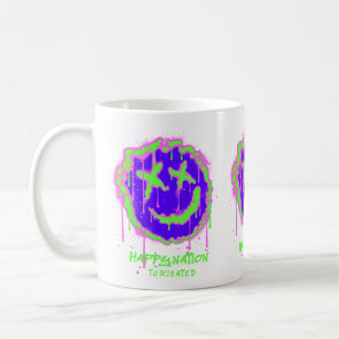 Caneca De Café Feliz Nação Toxix - Design de Declaração Negrito