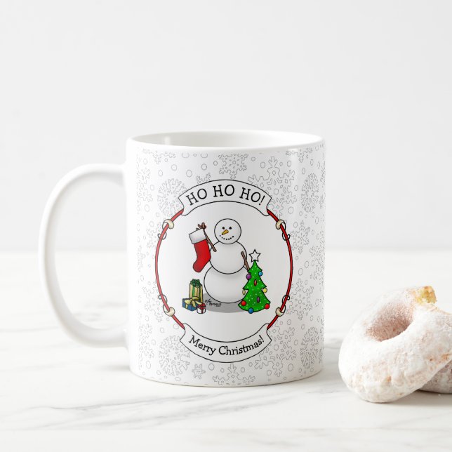 Caneca De Café Feliz Natal 2 Árvore de Neve (Com Donut)