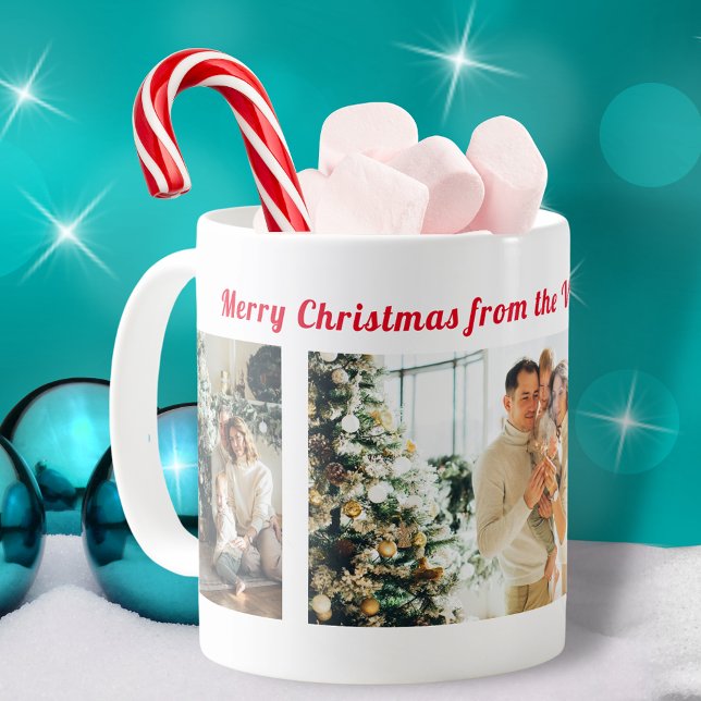 Caneca De Café feliz natal, 3 na moda de colagem de fotos (Criador carregado)