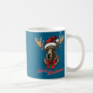 Caneca De Café Feliz Natal Alce Chapéu do Papai Noel Feriado de N