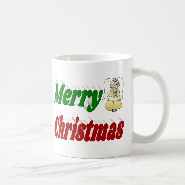 Caneca De Café Feliz Natal Anjo Vermelho Semipografia (Direita)