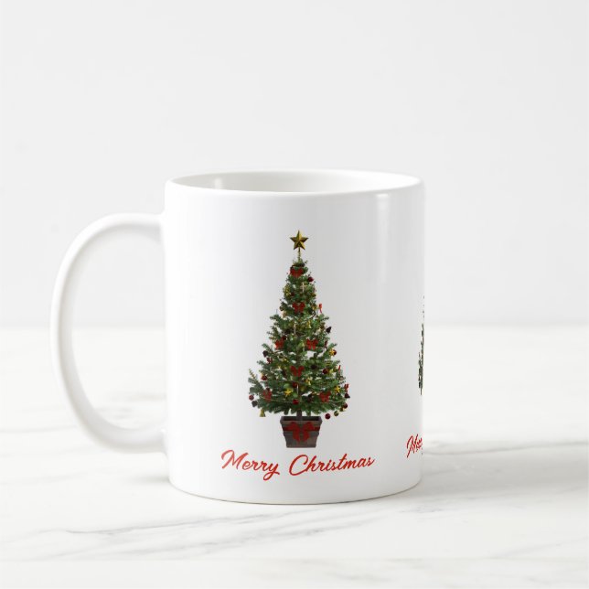 Caneca De Café Feliz Natal. Árvore de Natal (Esquerda)