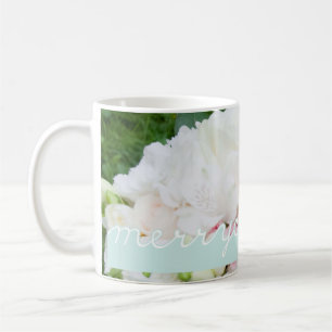 Caneca De Café Feliz Natal azul branco do Natal da foto do