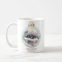 Caneca De Café Feliz Natal Bauble Ornament Mountain Snow