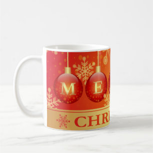Caneca De Café Feliz Natal Baubles Red Dourado Mug & Chocolates