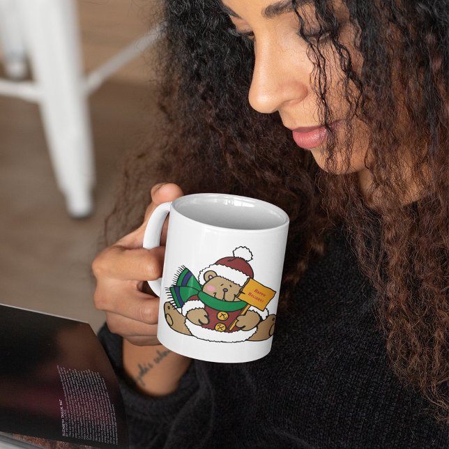 Caneca De Café Feliz Natal Bear (Criador carregado)