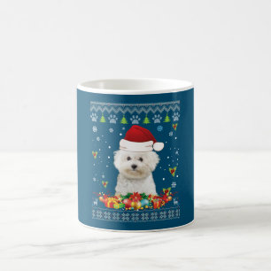Caneca De Café Feliz Natal Bichons Frise Cachorro Feio
