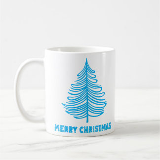 Caneca De Café Feliz Natal Blue Tree manga longa