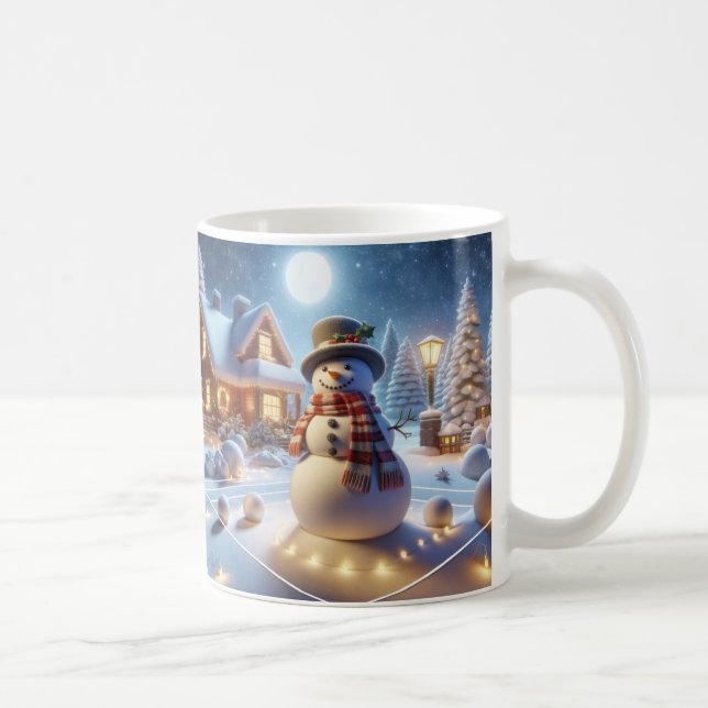Caneca De Café Feliz Natal Boneco de Neve Árvore Coberta de Neve  (Direita)
