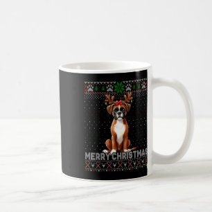 Caneca De Café Feliz Natal Boxer Reindeer Dog Soprava Feia Xma
