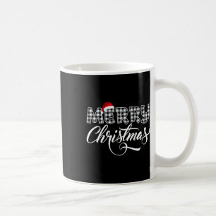 Caneca De Café Feliz Natal Buffalo Black E White Xadrez Para