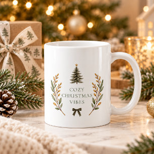 Caneca De Café Feliz Natal Cabana de Inverno Família Verde Oliva