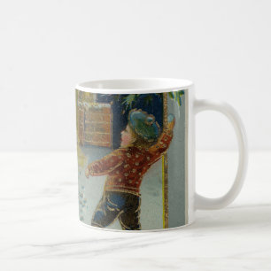 Caneca De Café Feliz Natal - Cartão postal vintage de luta de bol