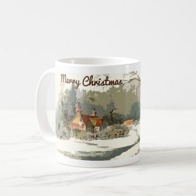Caneca De Café Feliz Natal - Casa de Inverno (Frente Esquerda)