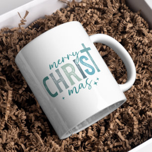 Caneca De Café Feliz Natal Christian Boho Azul Ano Personalizado
