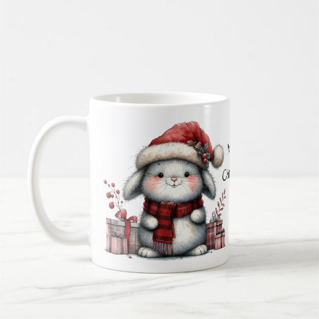 Caneca De Café Feliz Natal Coelho Bonito (Esquerda)