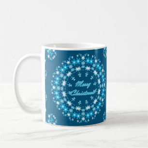 Caneca De Café Feliz Natal com floco de neve azul-de-inverno
