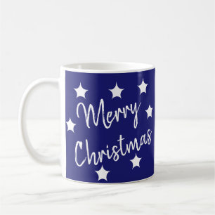 Caneca De Café Feliz Natal com o fundo azul da meia-noite