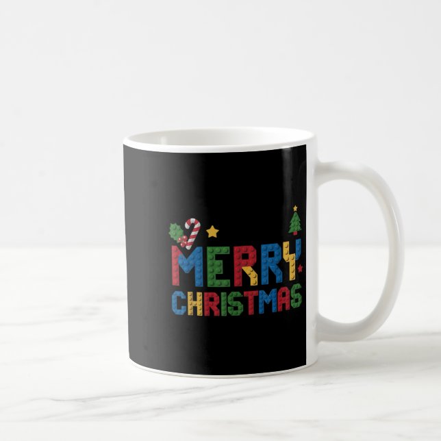 Caneca De Café Feliz Natal Construtor Mestre Bloco de Construção  (Direita)