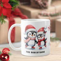Feliz Natal Da Família De Pinguins De Gelo