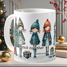 Caneca De Café Feliz Natal das Irmãs Meninas