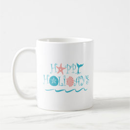 Caneca De Café Feliz Natal de Seashore Beach Seashell