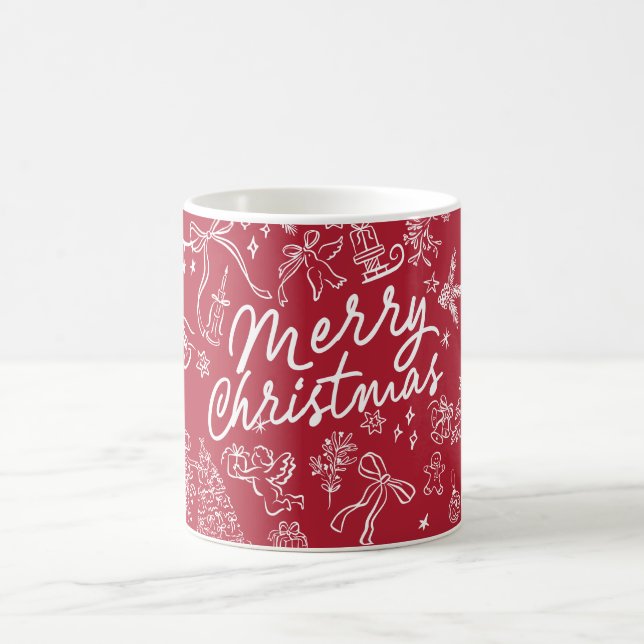 Caneca De Café Feliz Natal Desenhado à Mão (Centro)