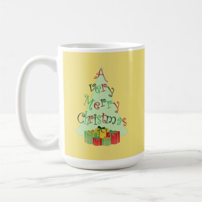 Caneca De Café Feliz Natal - Design de Mugs Gráficos de Árvore (Esquerda)