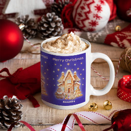 Caneca De Café Feliz Natal - Diversão de Nome Personalizado