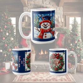 Caneca De Café Feliz Natal do Snowman Personalizável