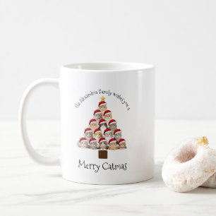 Caneca De Café Feliz Natal dos Gatos Personalizado Família Festa