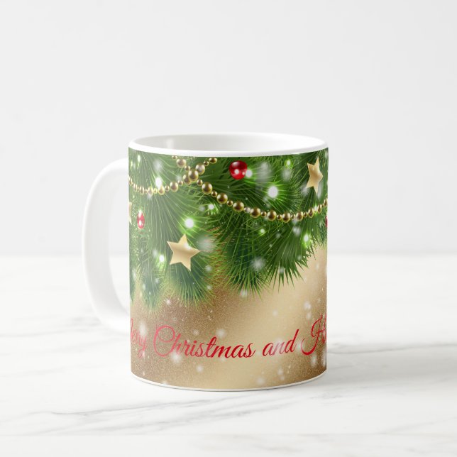 Caneca De Café Feliz Natal Dourado (Frente Esquerda)