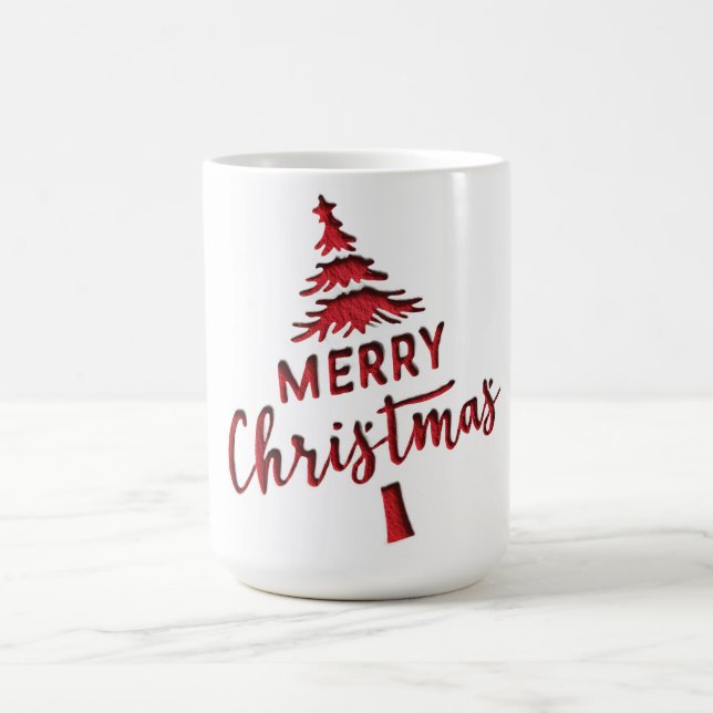 Caneca De Café "Feliz Natal" em árvore debossada em branco (Centro)