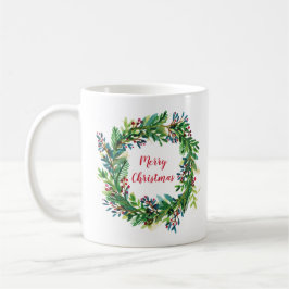 Caneca De Café Feliz Natal Férias Wreath