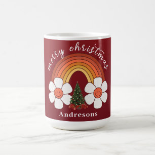 Caneca De Café Feliz Natal Festivo Arco-Íris Personalizado