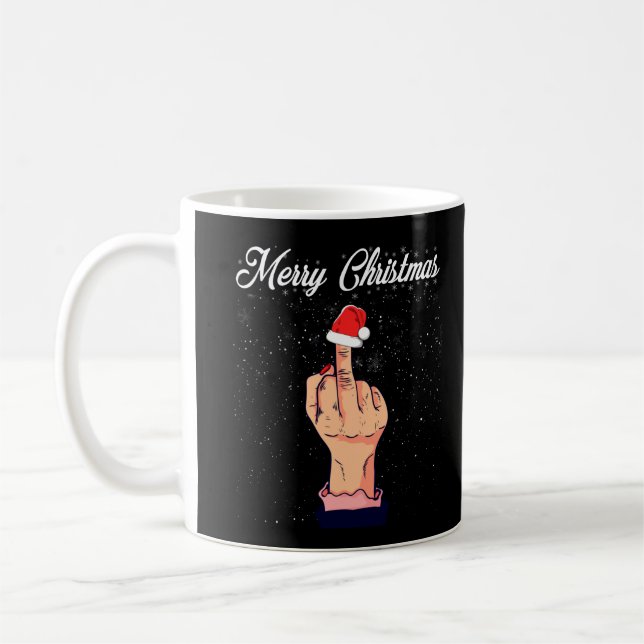 Caneca De Café Feliz Natal Finger Rude Xmas Feia (Esquerda)