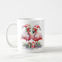 Caneca De Café Feliz Natal Flamingos Rosa