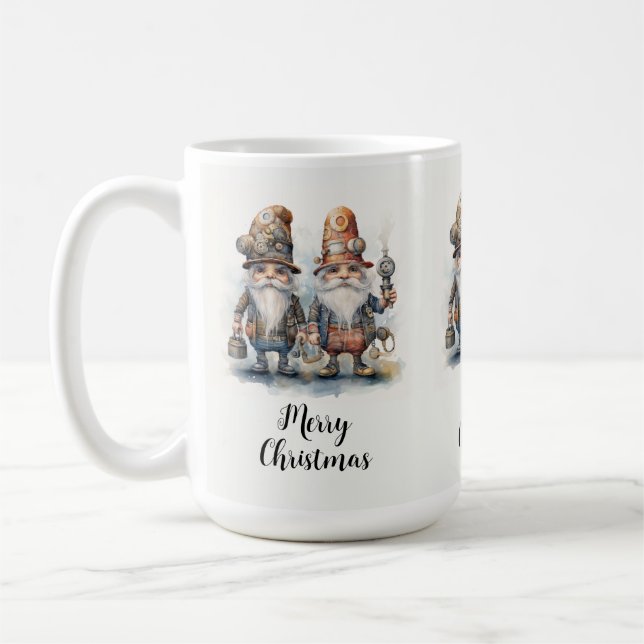 Caneca De Café Feliz Natal Gnomos Steampunk (Esquerda)