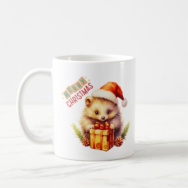 Caneca De Café Feliz Natal Hedgehog (Esquerda)