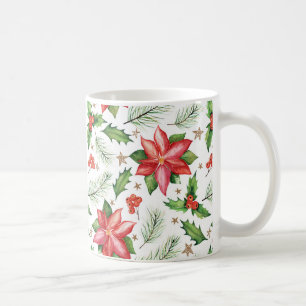 Caneca De Café Feliz Natal Holly Poinsettia Flower Holiday
