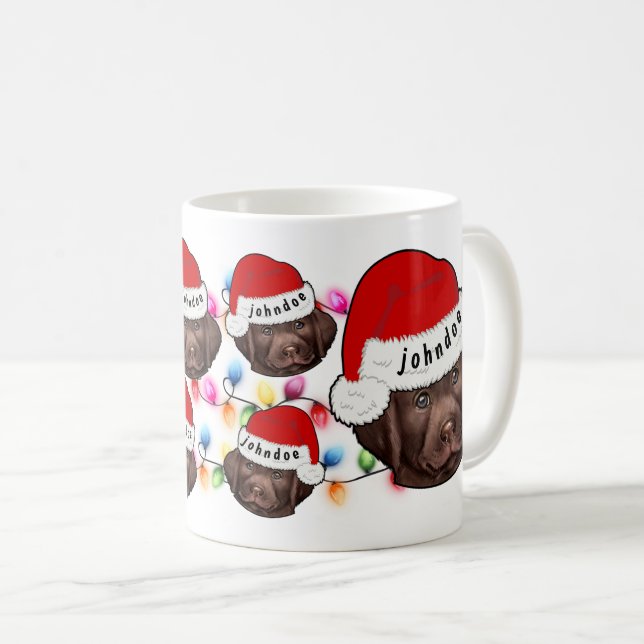 Caneca De Café Feliz Natal Labrador Retriever Santa Hat Cute (Frente Esquerda)