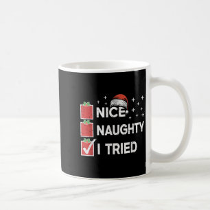 Caneca De Café Feliz Natal Legal Travesso Eu Tentei Lista de Nata