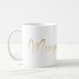 Caneca De Café Feliz Natal Letreiro Folha de Ouro Natal